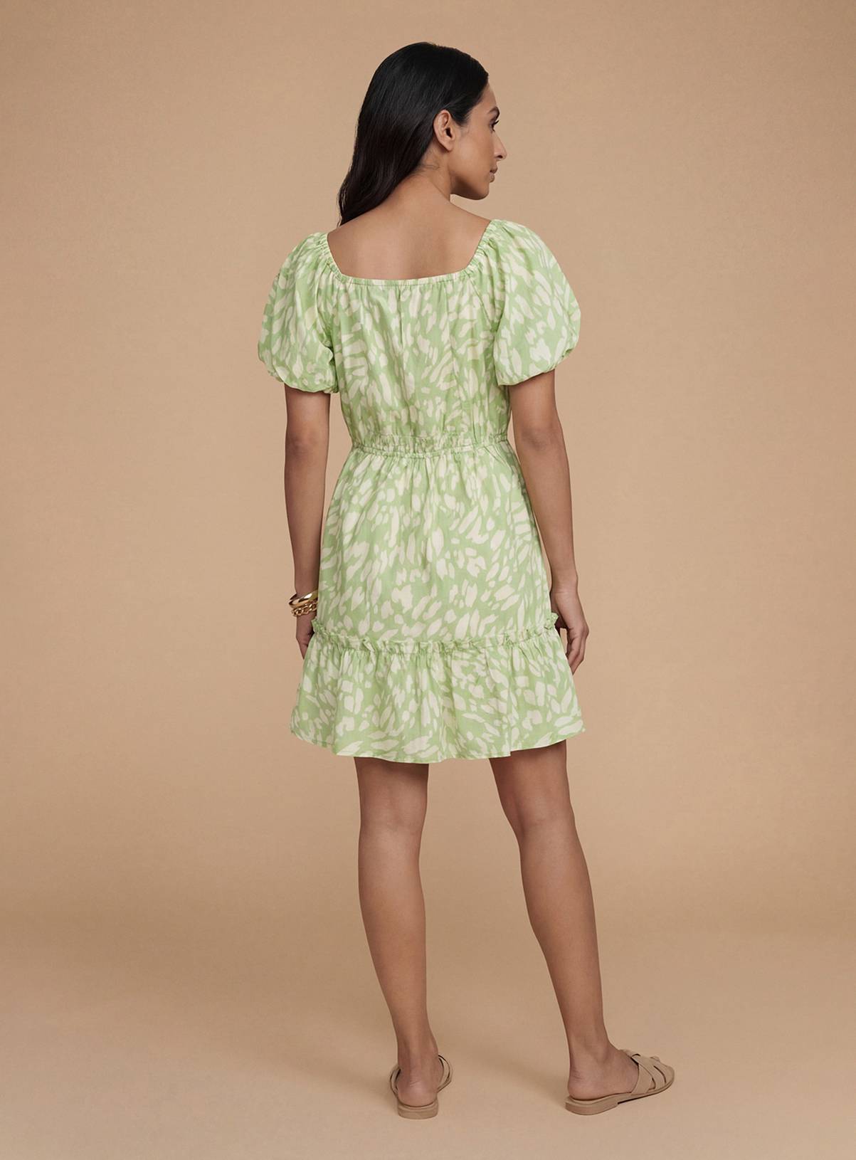 DOROTHY PERKINS Tie Front Puff Sleeve Poplin Mini Dress 12 - Image 3